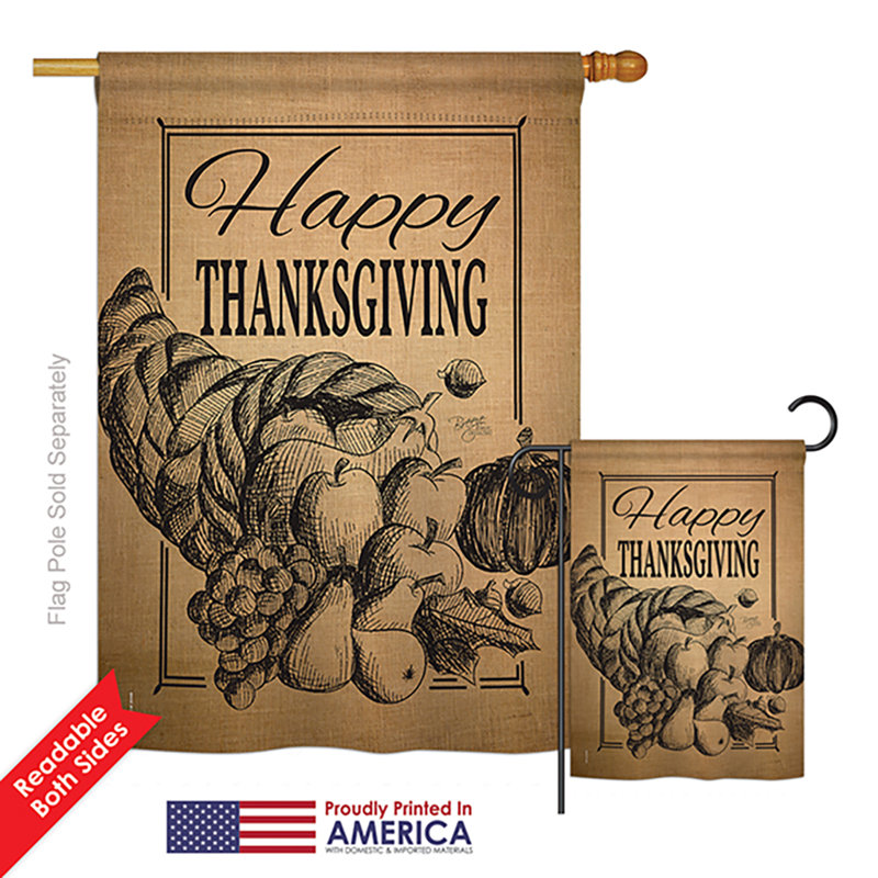 Double Sided Polyester Thanksgiving Flag Set