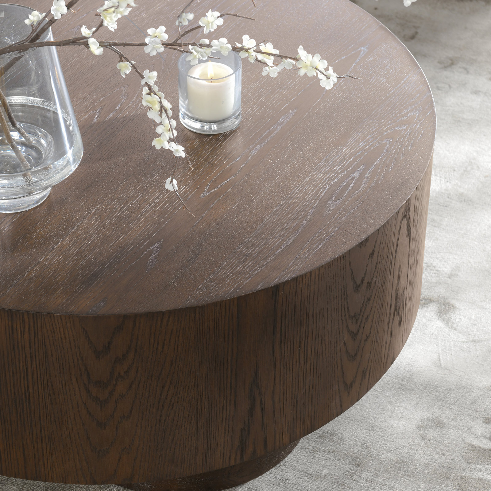 Caesar 42" Oak Coffee Table, Dark Brown