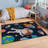 Rectangle Machine Woven Polyester Area Rug in Blue/Red/Brown-404495535