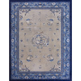 Knotted Chinese 1920s Room Size Ivory Rectangle Antique Wool - Peking Rug