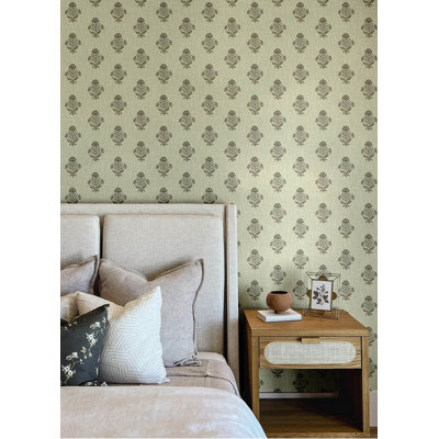 Hollyhock Honey Floral Crest Wallpaper