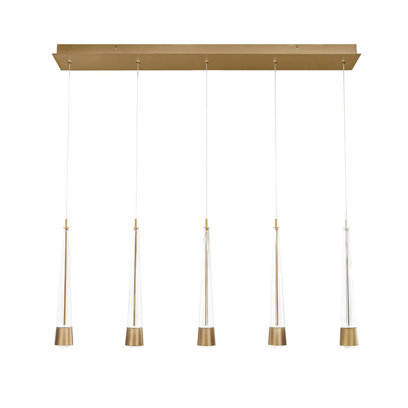 Aged Brass and Glass 40" Linear LED Pendant Light