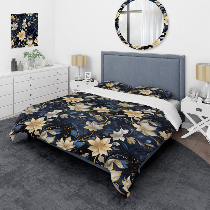 Ensemble de housse de couette floral en polyester microfibre Mailili Midnight Mirage Moody