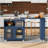 Kitchen Island On Wheels With LED Lights,Power Outlets And 2 Fluted Glass Doors-1051625617
