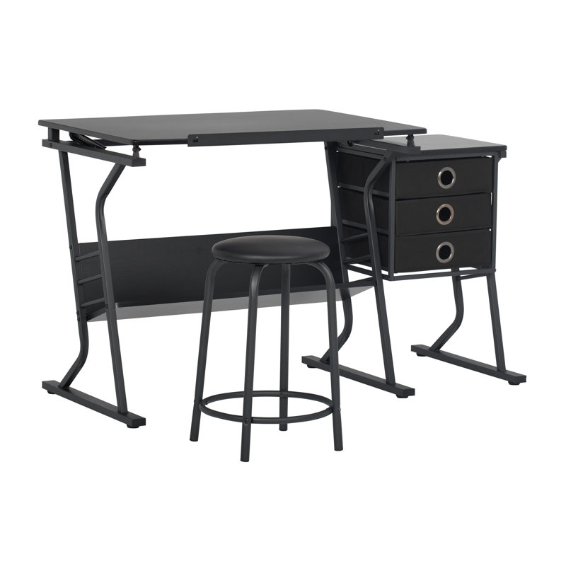 Centre de dessinateur avec tabouret Eclipse Ultra, Noir