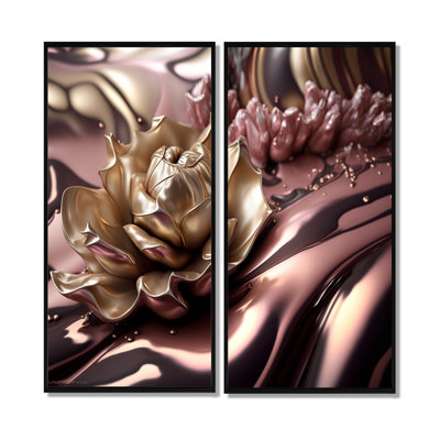 Pink And Gold Glam Flowers V - Floral Floral Canvas Prints