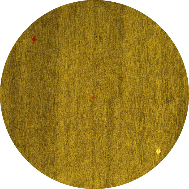 Tapis contemporains jaunes lavables à la machine 658, Rond 6 pi