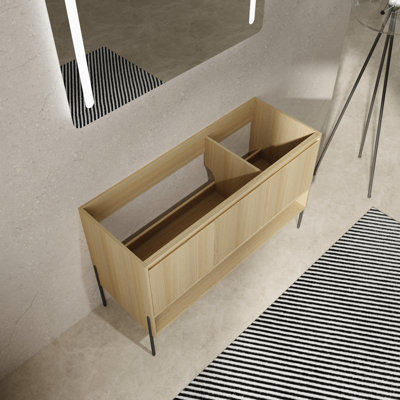 Meuble-lavabo 48 po avec portes à fermeture en douceur - Artisanat en bois d'ingénierie Chêne chic moderne à colorier pour économiser de l'espace Le cabinet 3 améliore le rangement et l'apparence