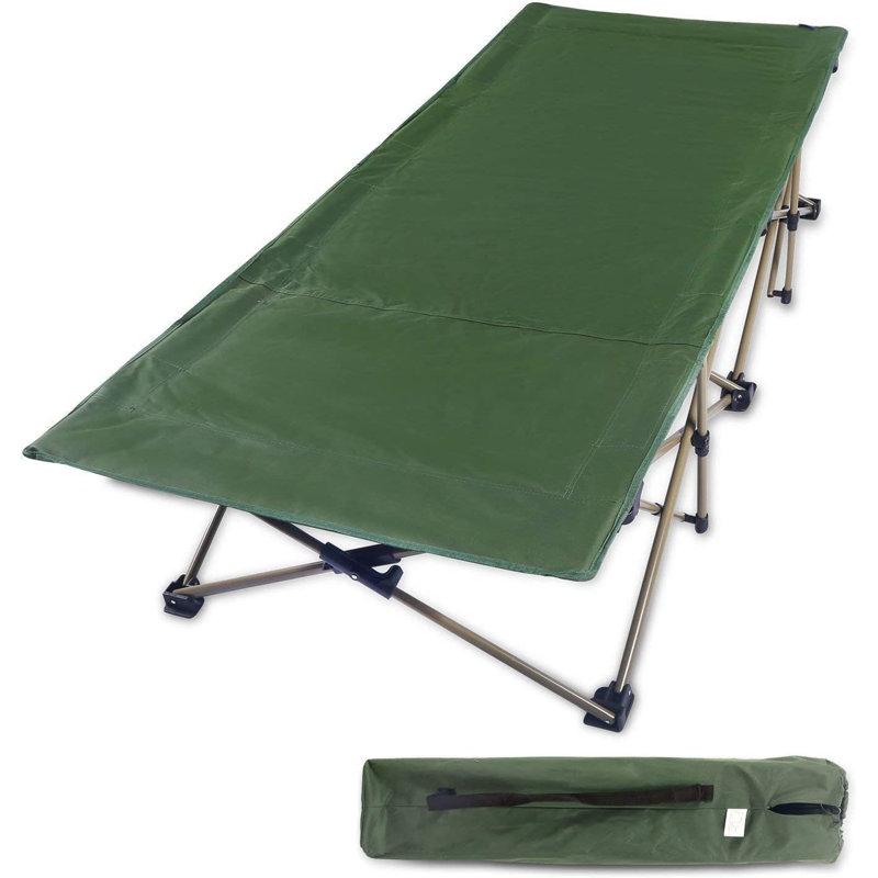 78" XXL Extra Wide Folding Camping Cot with Pillow, 500lbs Capacity Heavy-Duty Portable Sleeping Cot with Elliptical Tubes for Office & Home, Green
