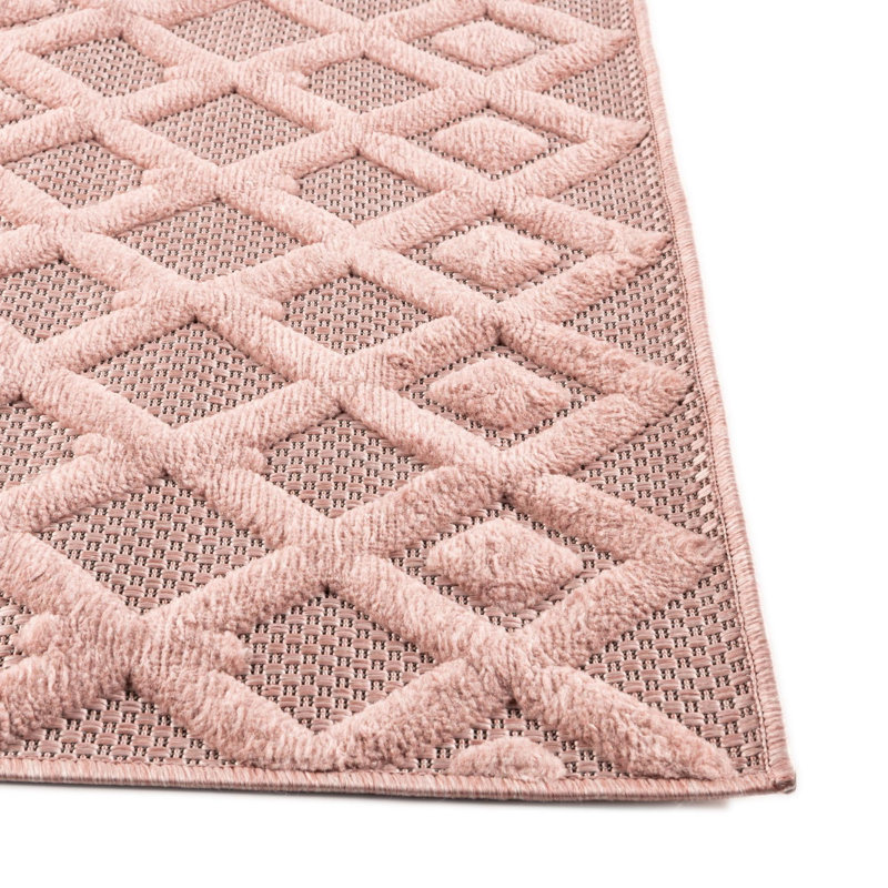 Tapis intérieur / extérieur rose Griffie, Rectangle 7 pi 10 po x 10 pi