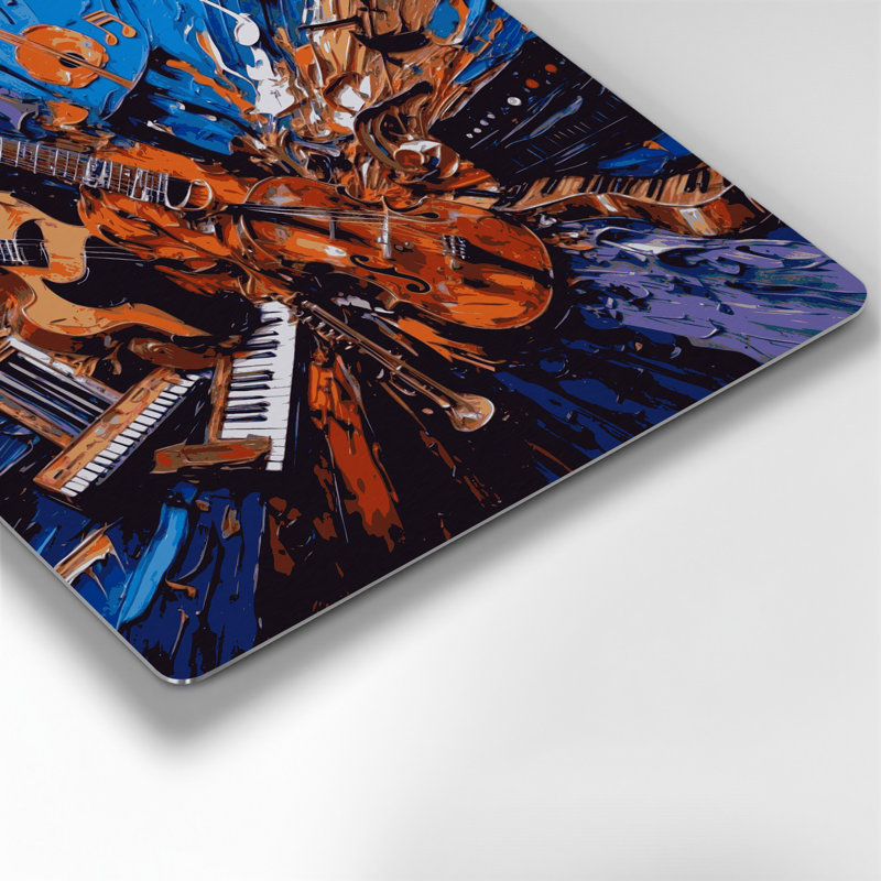 «Music Music Genres Collage», art mural en métal mauve, H 12 po x l 12 po