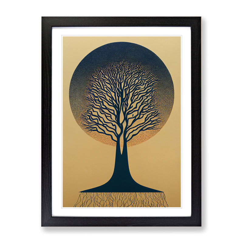 Antique Tree No.5 - Single Picture Frame Print, Black Framed, 64cm H x 46cm W x 2cm D