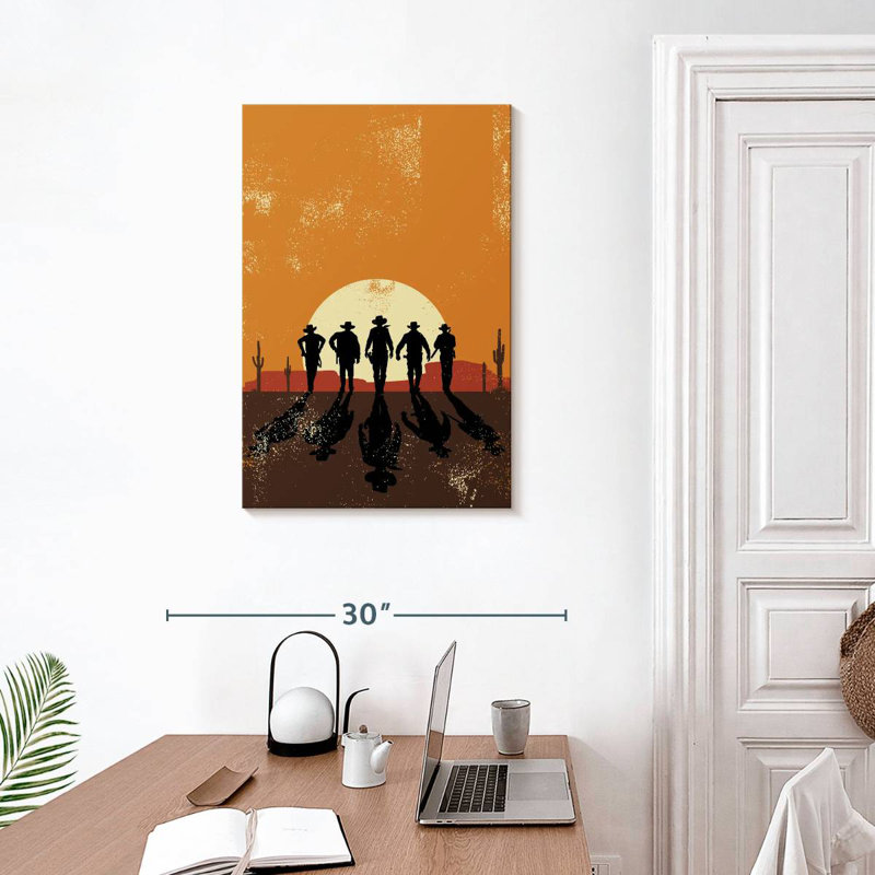 Sunset Desert Cowboys, 30" H x 20" W