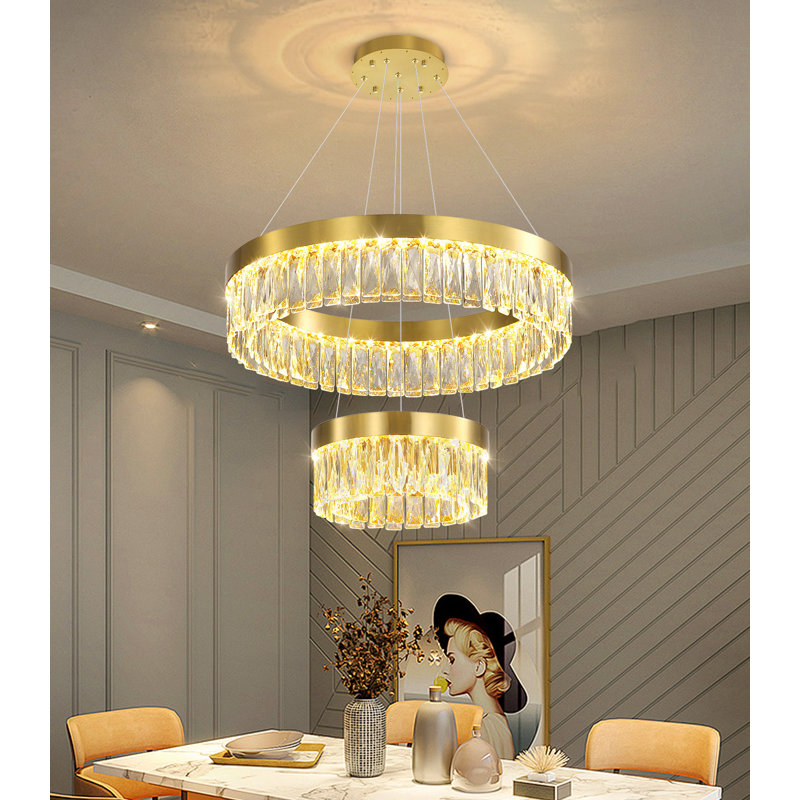 Lustre moderne 24 "+ 12" à DEL, Gold