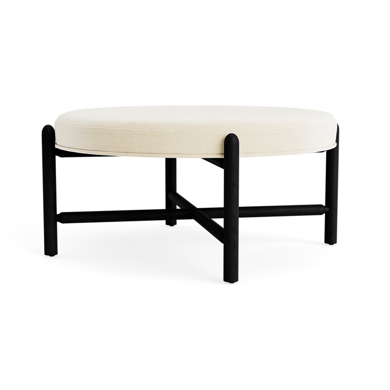 Vane 36" Round Ottoman, Cream, Black