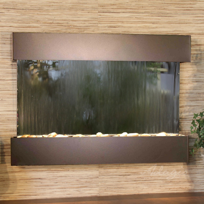 Fontaine lumineuse en acrylique Henline, Miroir argenté, Bronze antique, Ardoise