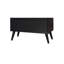 Commode Mid-Century moderne noire à 4 tiroirs avec poignées encastrées et fuselées