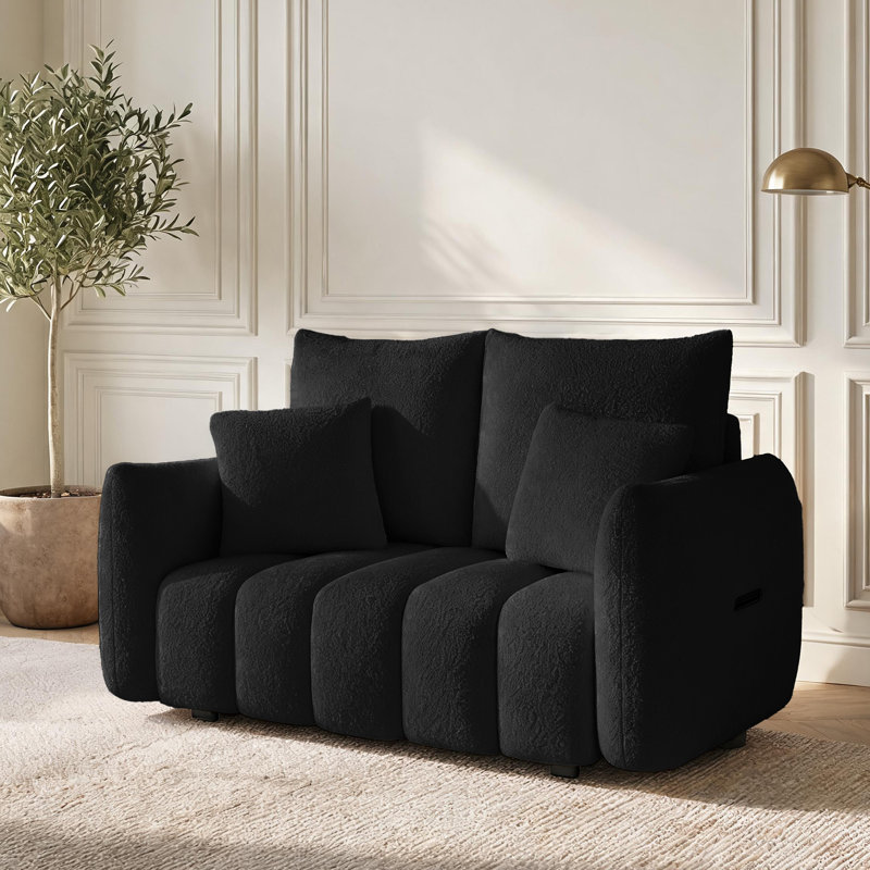  58'' Teddy Fabric Upholstered Loveseat, Black