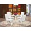L'ensemble de table de salle à manger 5 pièces comprend une table ronde avec Dropleaf et 4 chaises Parson revêtues de similicuir blanc, lin blanc-1440336275-1440336279-1440336264