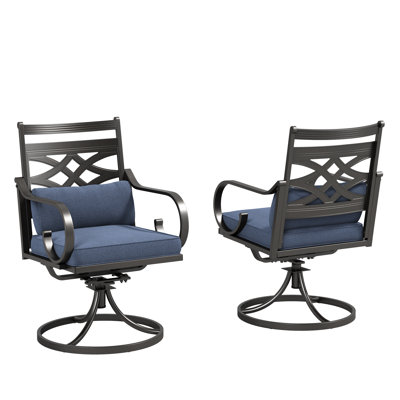 Fauteuil de patio pivotant à 360 ° avec coussins de siège et coussins de soutien lombaires