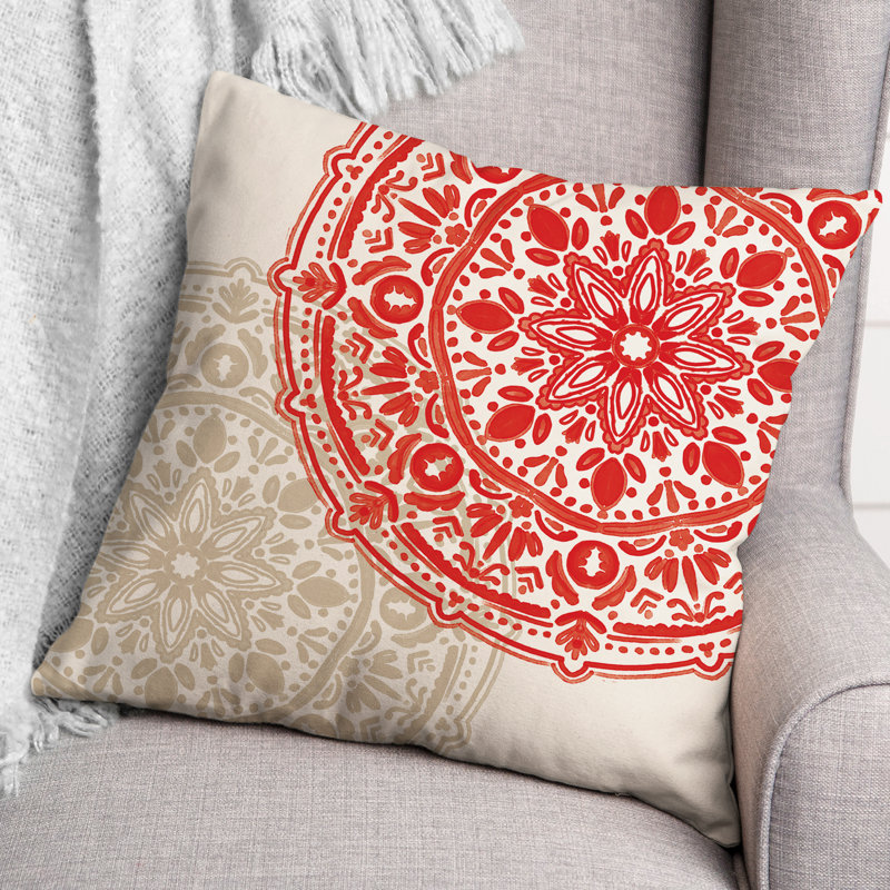Outdoor Square Pillow Cover & Insert, Red, Floral 7