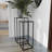 Aqeel Metal Rectangle Pedestal Side End Black Accent Table with Brown Wood Tops Set