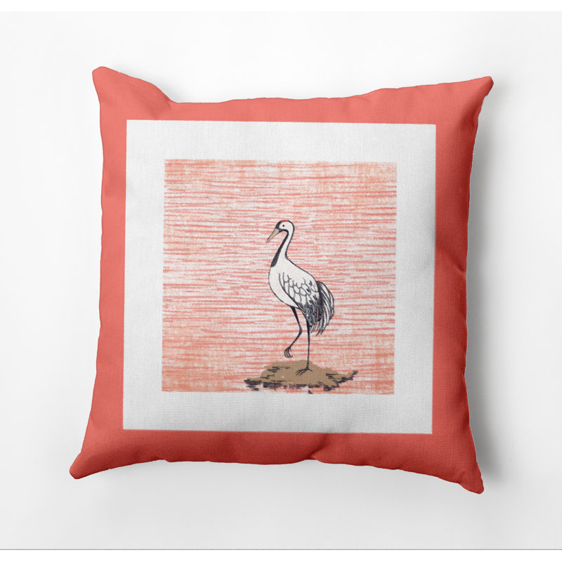Housse de coussin carré d’extérieur à imprimé animal Sandbar, 18 po x 18 po, Corail