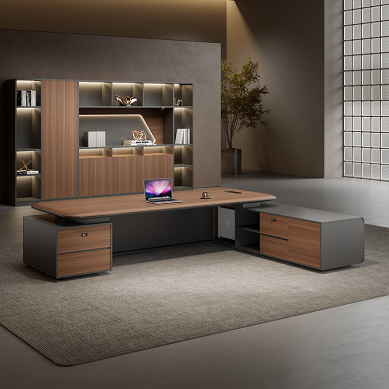Bureau en L 94,49 po brun clair luxueux, H 29,53 po x l 94,49 po x P 70,87 po