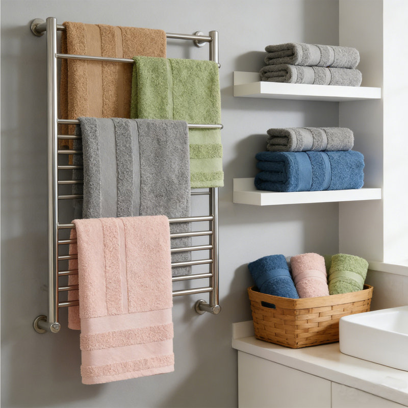 Soft Cotton Towels Thick And Vibrant Colors, Packaged In Sets Of 5PCS, 13.78X28.74Inch, Brown/Green/Gray/Pink