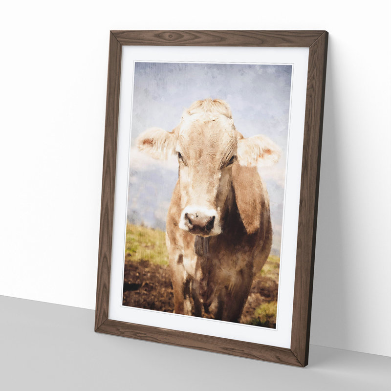 Portrait of a Cow Vol.1 - Framed Print, Walnut Framed, 36cm H x 27cm W x 2cm D