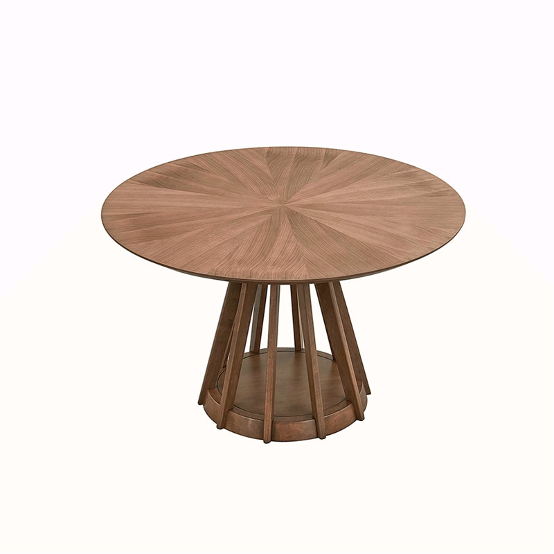 Table de 47,24 pouces, table de salle à manger en bois pour 4 personnes, table de cuisine ronde de conception moderne avec piédestal robuste pour le salon, appartement, restaurant, noyer