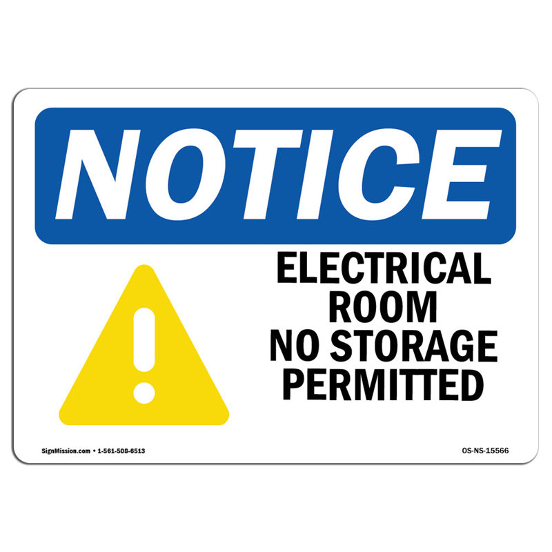 Electrical Room No Storage Permitted Sign