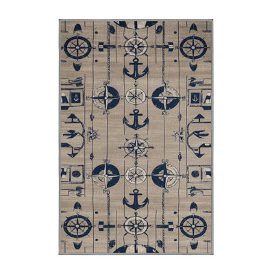 Washable Port markings Nautical Area Rug