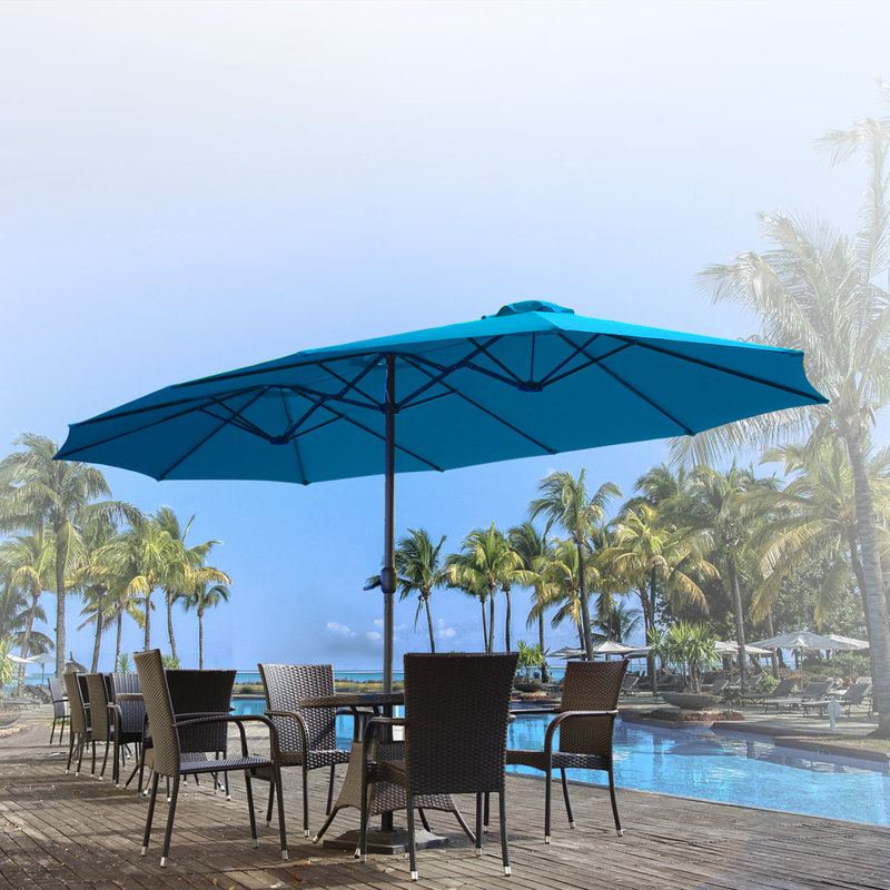 Crosspointe 180'' Rectangular Market Umbrella, Blue