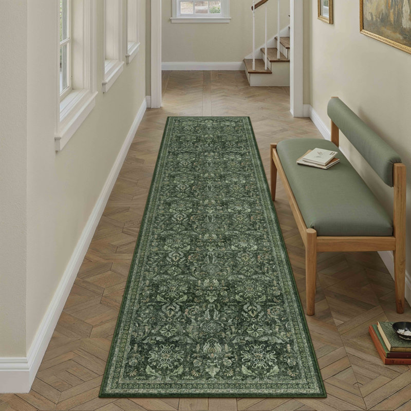 Lares Machine Washable Vintage Area Rug With Non-Slip Backing, Runner 2' x 8'