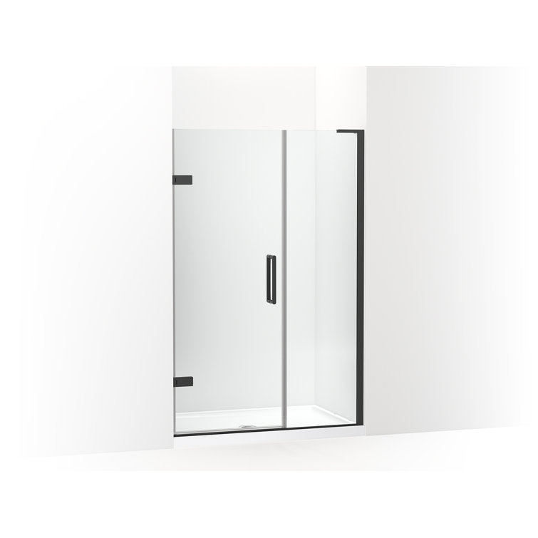 Composed 45-1/4-In46-In W X 71-1/2-In H Frameless Pivot Shower Door With 3/8-In Crystal Clear Glass And Back-To-Back Vertical Door Pulls
