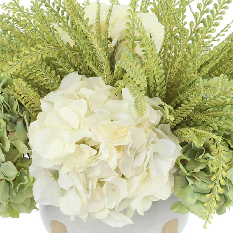 Floral Centerpiece with Hydrangeas and Ferns