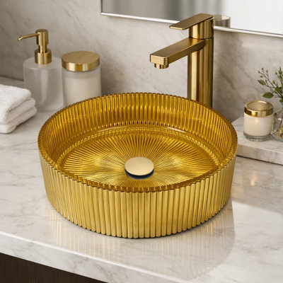 Timeless 16" Tempered Glass Circular Vessel Bathroom Sink