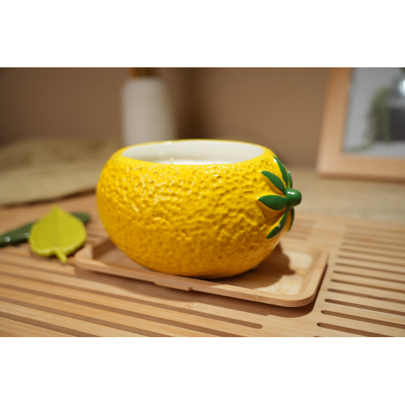 6.38in Ceramic Lemon Candle (16.5oz) - Lemon