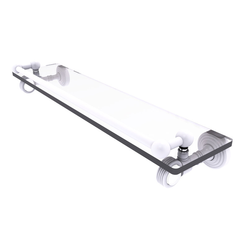 Jarrell Glass Bracket Shelf with Towel Bar, 3.5" H x 22" W x 5.5" D, Matte White
