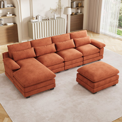  113''W Modern U Shape Sectional Couch Oversized Wide Armrest Sectional Sofa