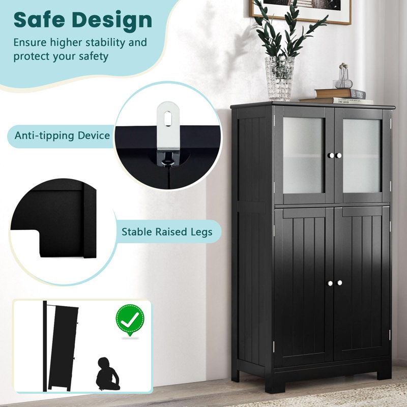 Paityn Freestanding Bathroom Cabinet, Black