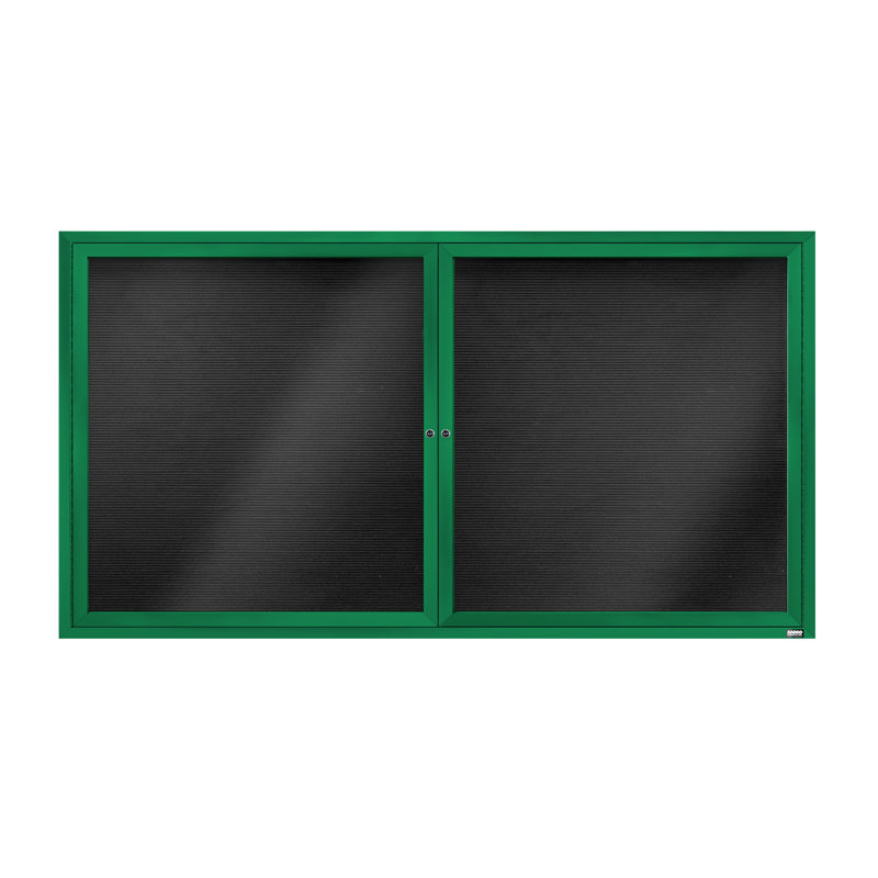 Tableau d'affichage mural fermé pour armoire d'annuaire, Vert thermolaqué, Deux, H 36 po x l 72 po