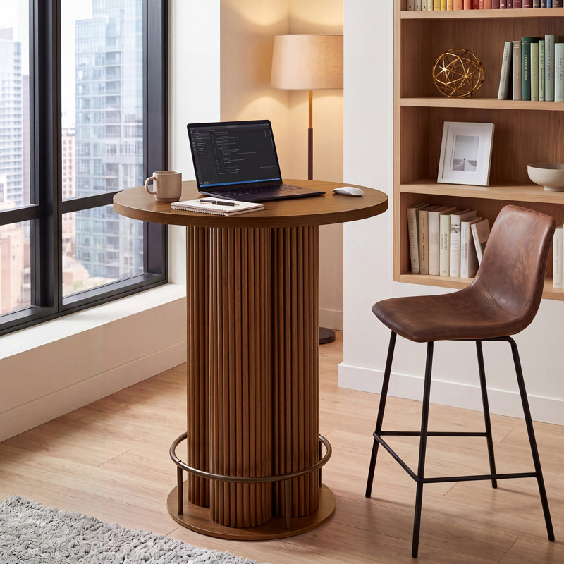 39.37"H Round Bar Table with Plum Pedestal