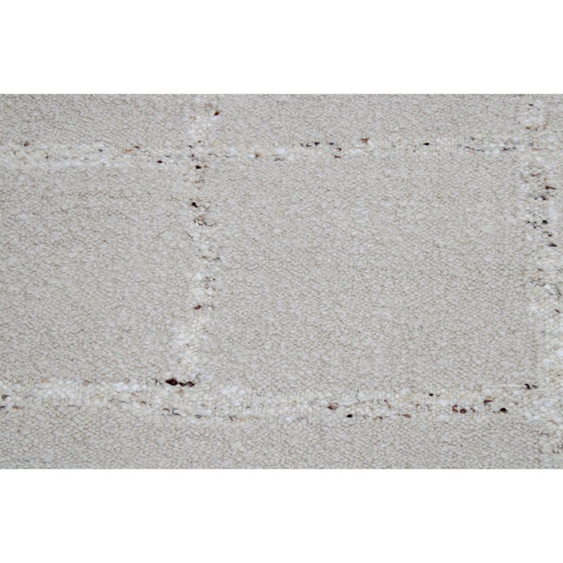 Wool Geometric Area Rug in Gray/White, Rectangle 10' x 14'