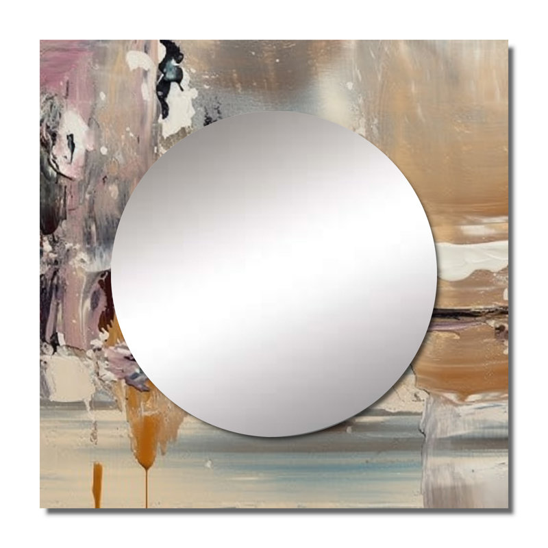 Madianna - Abstract Painting Square Living Room Wall Mirror Art, 23" x 23"