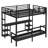 Queen Over Twin XL Metal Bunk Bed with Desk, Shelves, LED, USB Ports, Multi-Use Folding Sofa, Space-Saving Design, Black