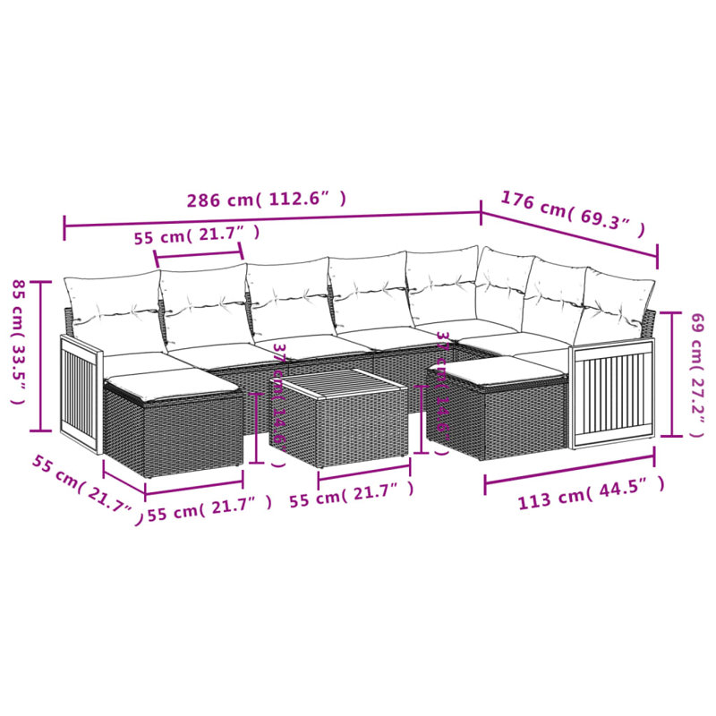 Vidaxl Garden Sofa Set Black