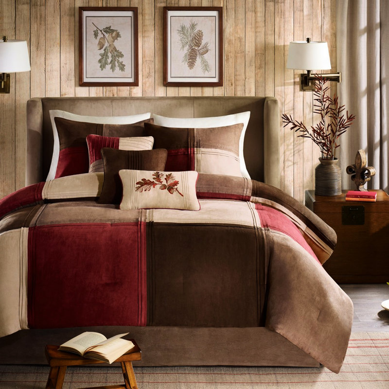 Édredon très grand rouge en microsuède 7 pièces - pièces de chambre élégantes et chaleureuses, sommeil confortable