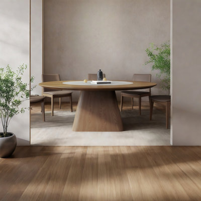 Round Solid Wood Dining Tables with Turntable